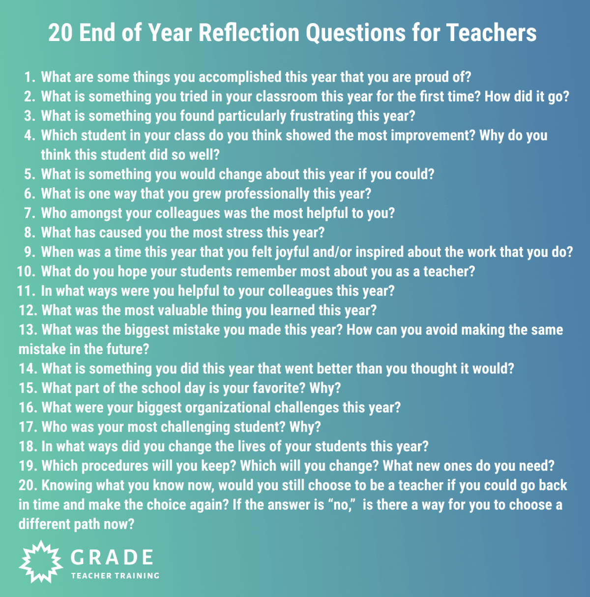 20 end of year questions for teachers